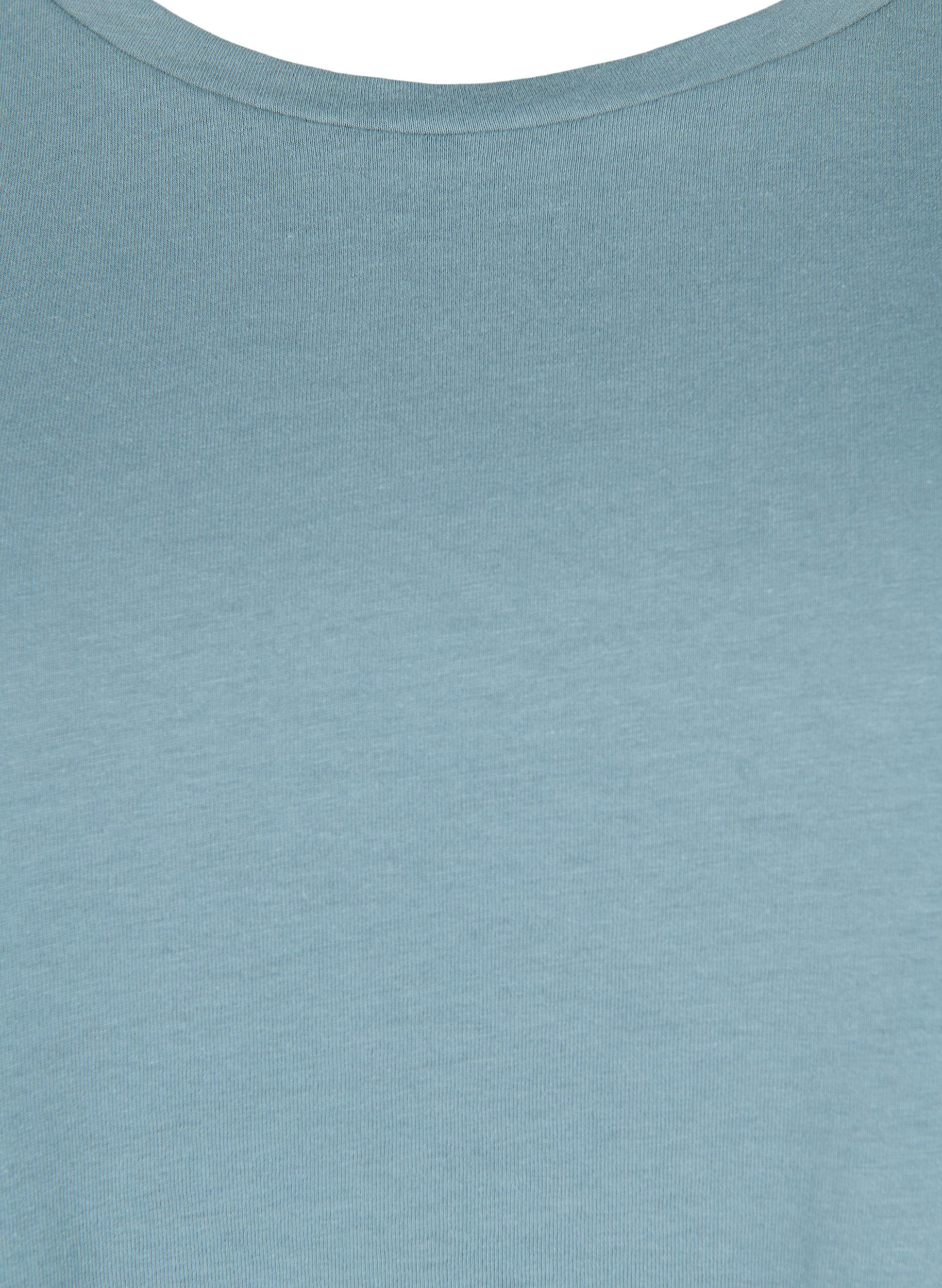 Zizzi T-shirt z kr&oacute;tkim rekawem w mieszance bawelny, Niebieskie, Packshot image number 2