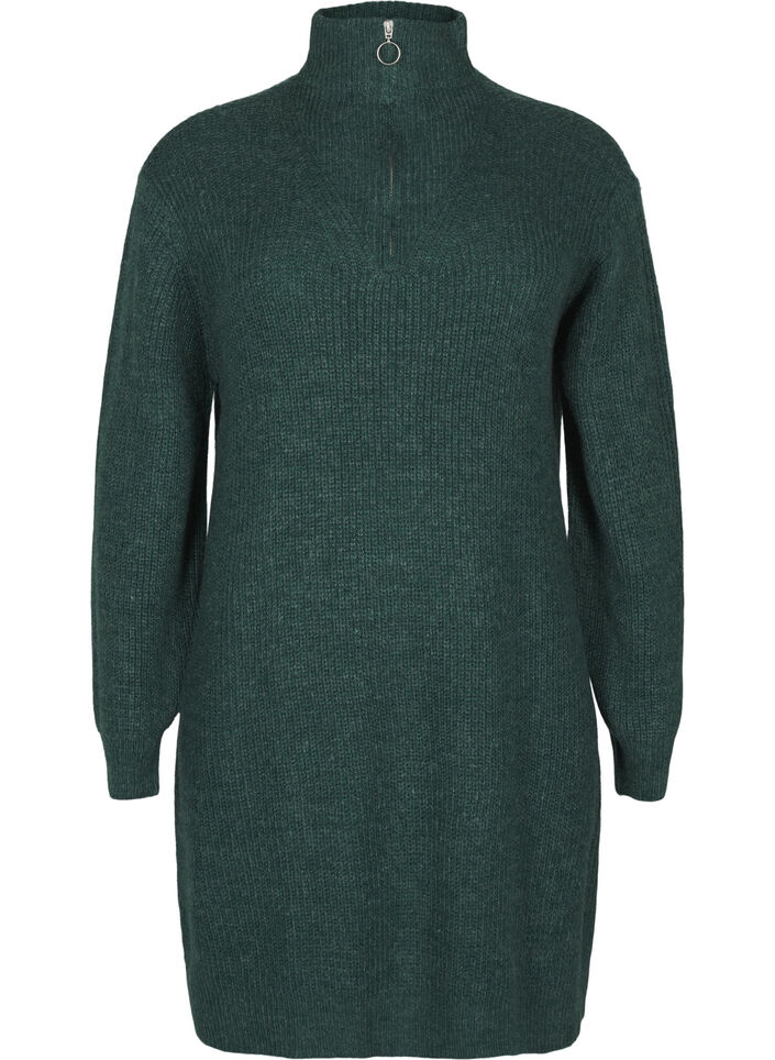 Flash – Dzianinowa sukienka z golfem, Sea Moss Mel., Packshot image number 0