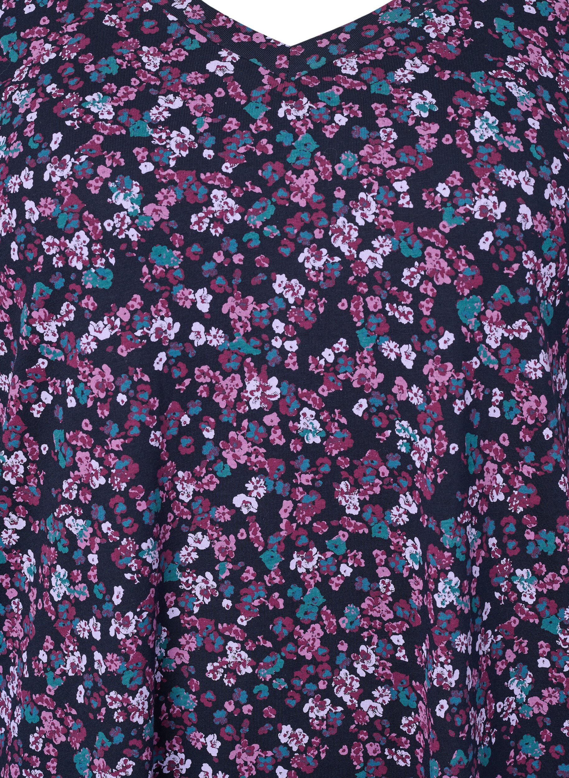 Zizzi Bawelniana koszula nocna z dlugim rekawem, Night Sky Disty AOP, Packshot image number 2