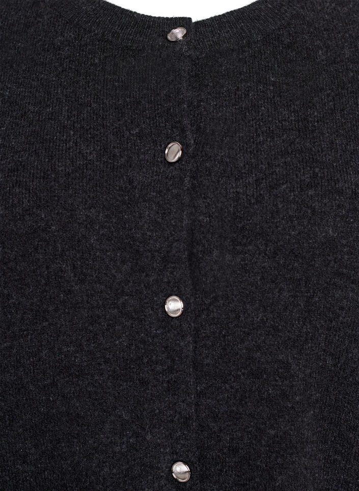 Dzianinowy kardigan z krótkim rekawem, Ciemnoszary, Packshot image number 2