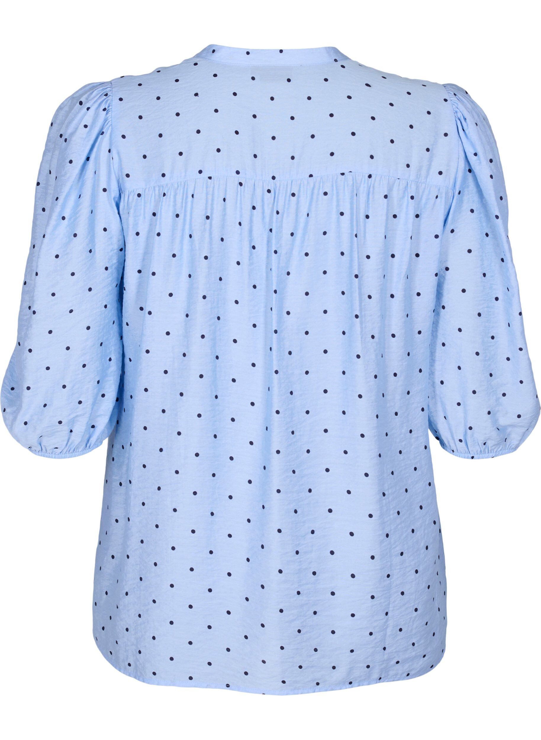 Zizzi 	 Dotted blouse with 3/4 sleeves in viscose material, Light Blue Dot, Packshot image number 1