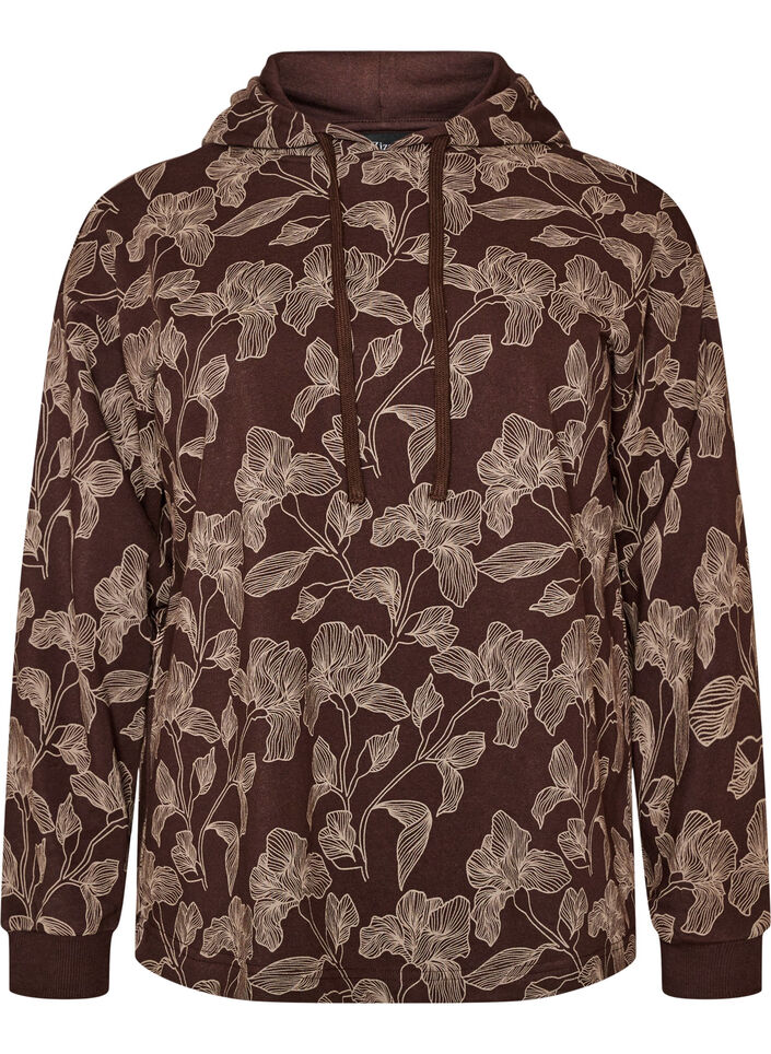 Bluza z kapturem z nadrukiem na calej powierzchni, Brązowy, Packshot image number 0