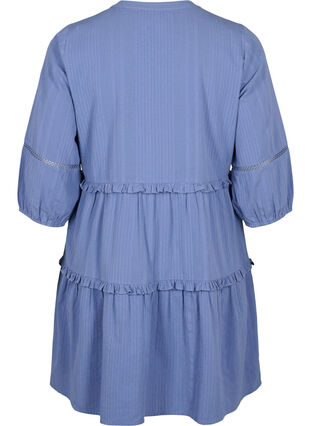 Bawelniana sukienka z rekawem 3/4 i marszczeniami, Moonlight Blue, Packshot image number 1
