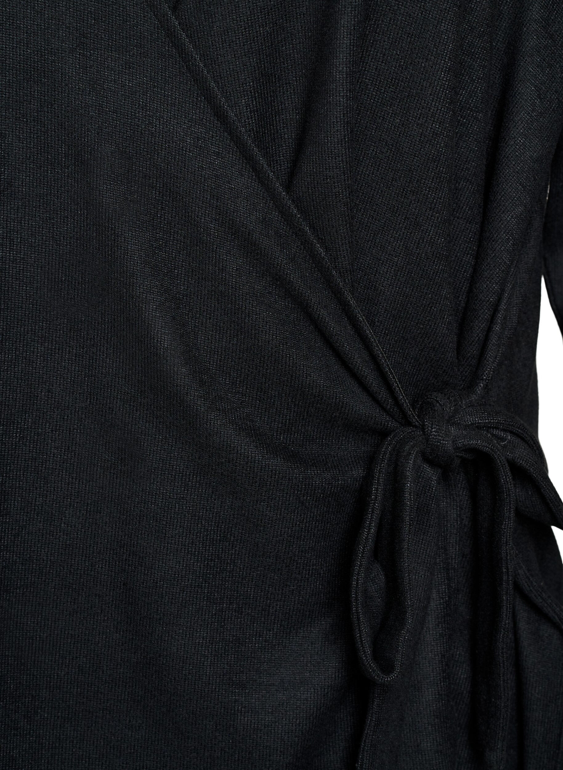 ZizziBluzka z dzianiny w stylu &bdquo;wrap&rdquo; zawiazywana na kokardke, Czarne, Packshot image number 2