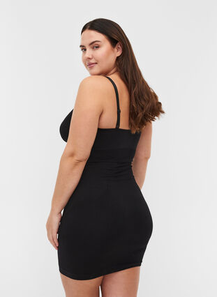 Sukienka modelujaca z cienkimi ramiaczkami, Black, Model image number 2