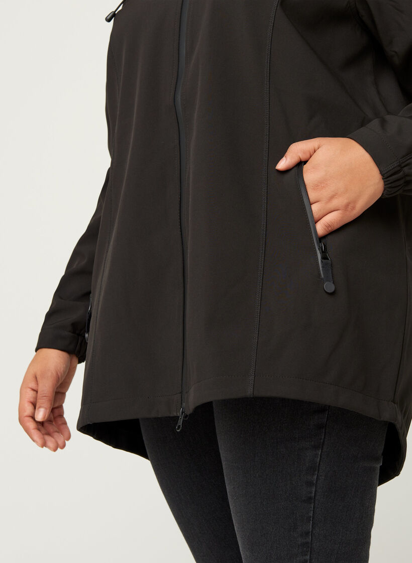 Krótka kurtka softshell z kapturem, Black, Model image number 3