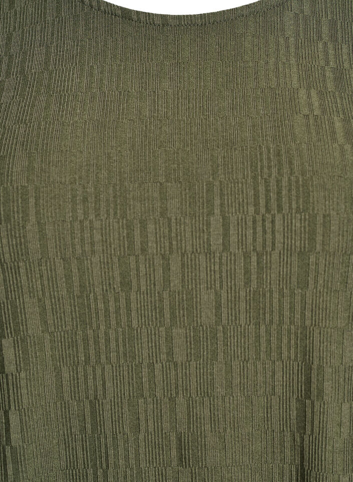 Bluzka z faktura i rekawami 3/4, Zielony, Packshot image number 2
