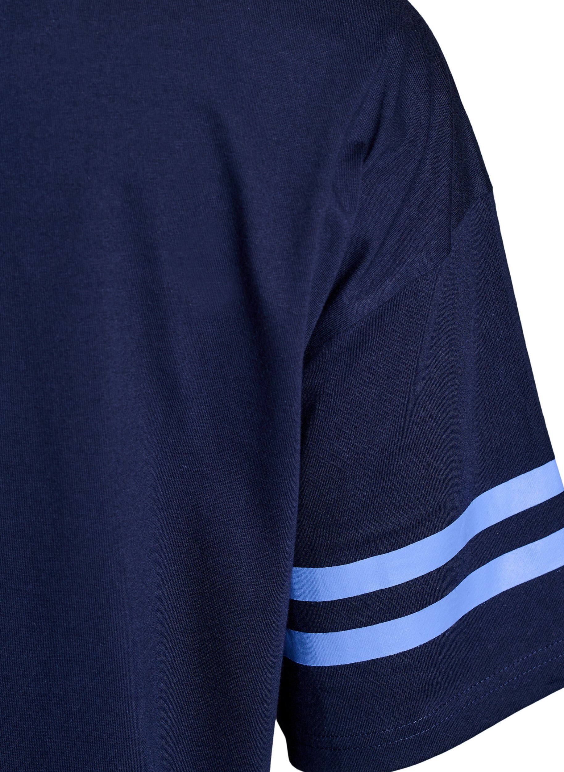 Zizzi Sportowy T-shirt oversize w stylu uniwersyteckim, Niebieskie, Packshot image number 3