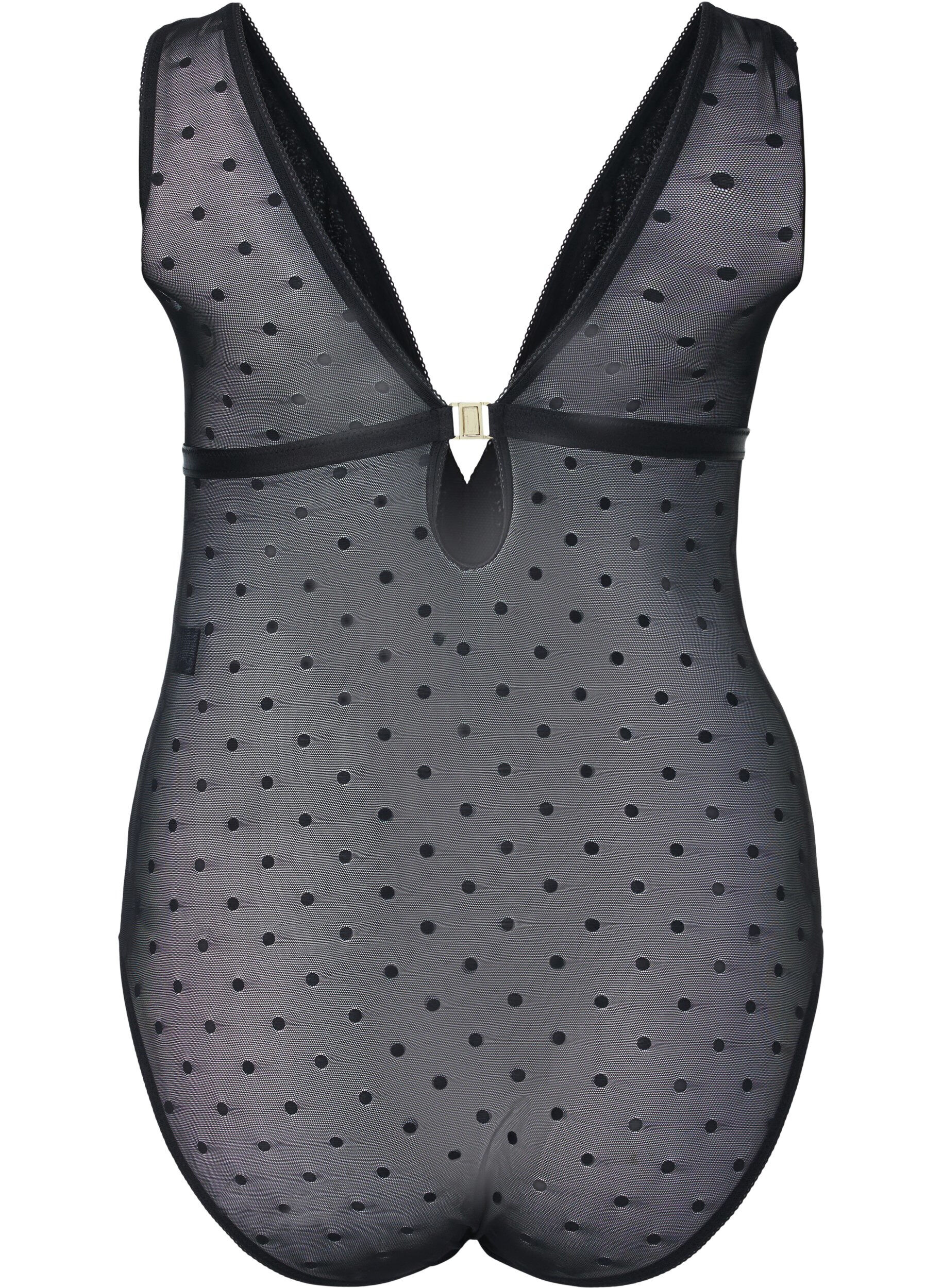Zizzi Body z siateczki w kropki z wyjmowanymi wkladkami, Black, Packshot image number 1
