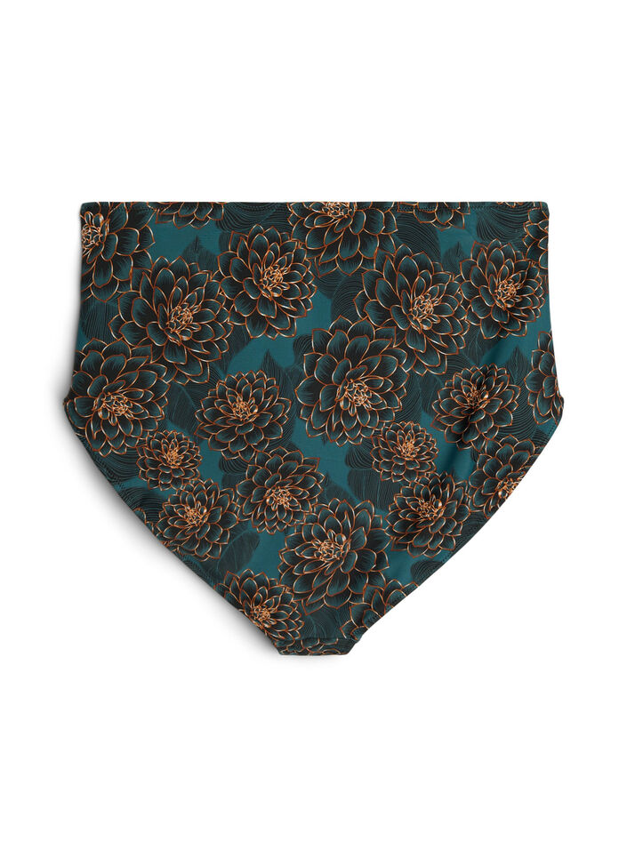 Figi damskie bikini z nadrukiem i wysokim stanem, Niebieskie, Packshot image number 1