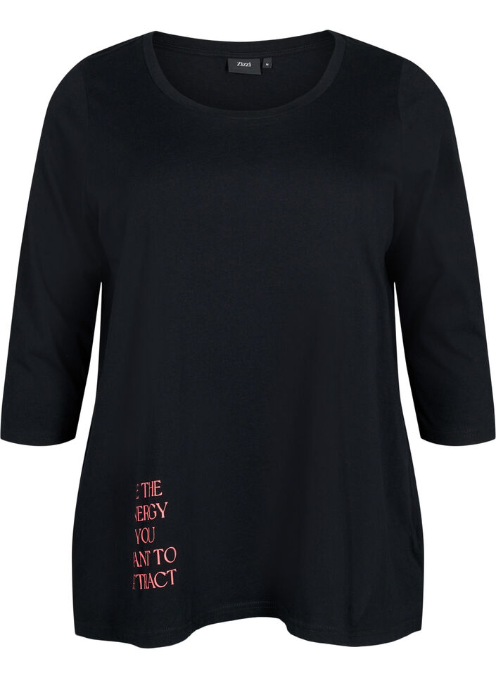 Bawelniana koszulka z rekawem 3/4, Black, Packshot image number 0