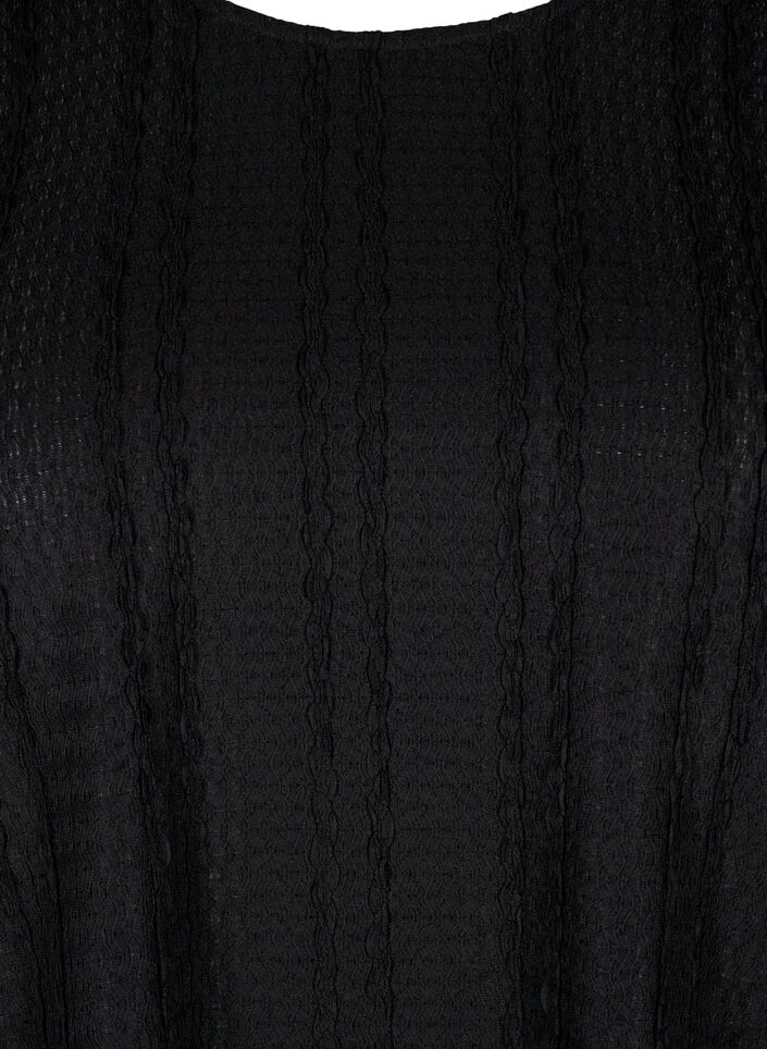 Bluzka z dlugimi rekawami i faktura, Black, Packshot image number 2