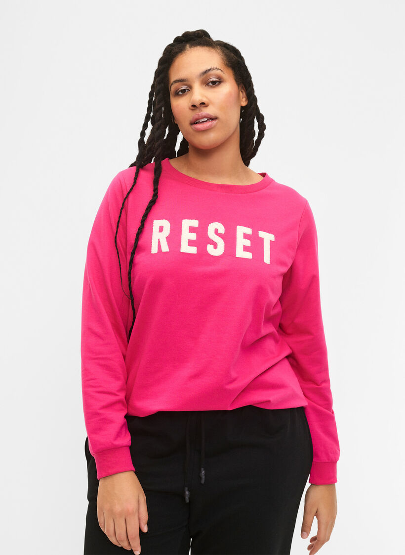 Bluza z tekstem, Fuchsia P. W. Reset, Model image number 0