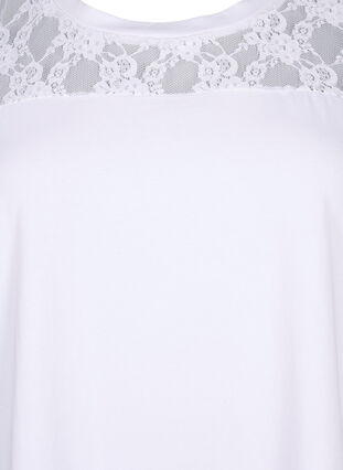 Bawelniana koszulka z krótkim rekawem i koronka, Bright White, Packshot image number 2