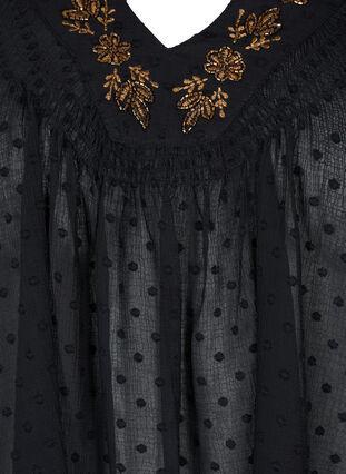 Bluzka w kropki z dekoltem w szpic i perlami, Black w. Cobber, Packshot image number 2