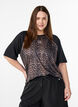 Koszulka treningowa z nadrukiem w ksztalcie leopard&oacute;w i rekawami raglan, Brązowy, Model image number 0