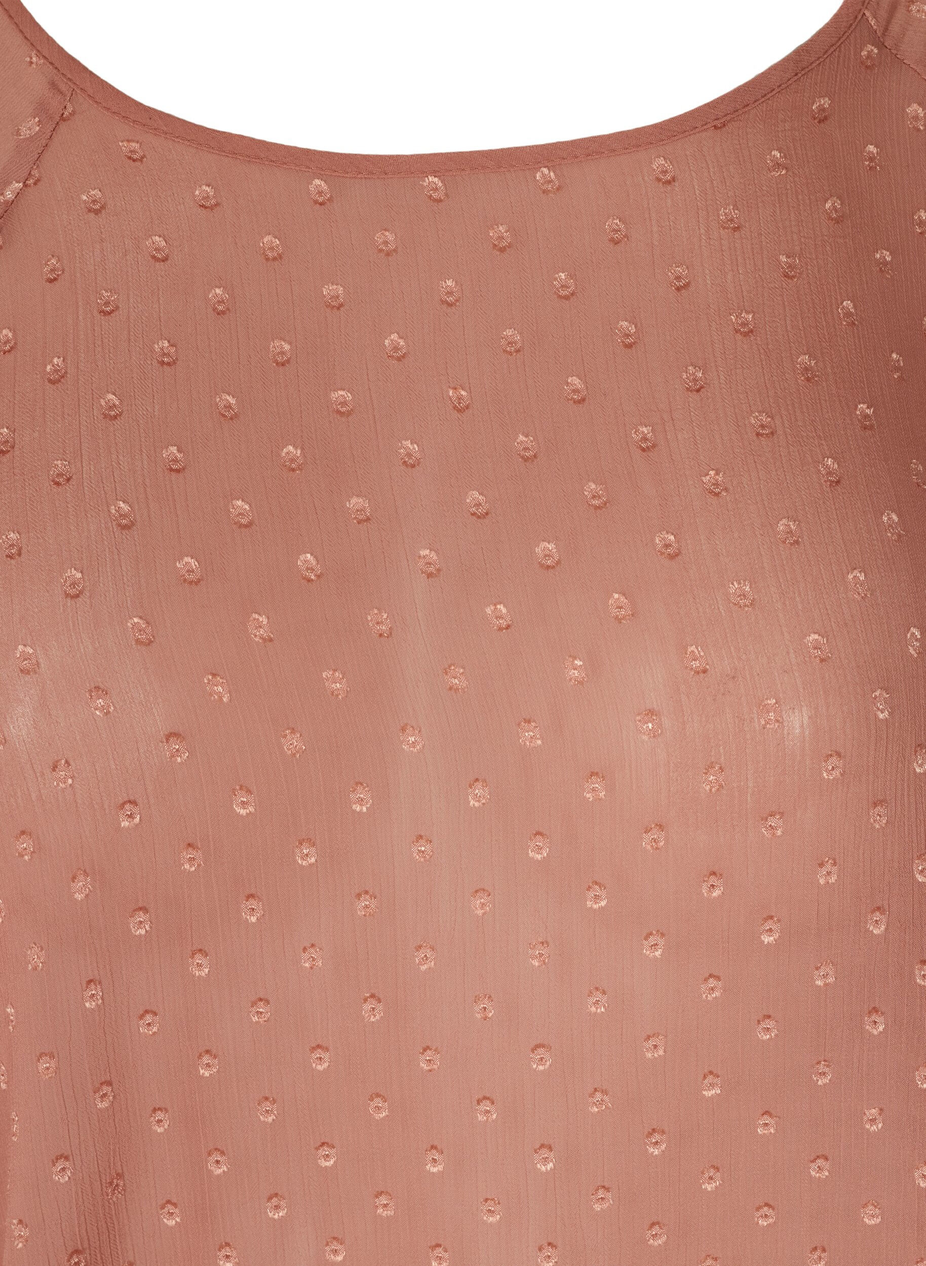 Zizzi Long-sleeved mesh blouse with smocking, Burlwood, Packshot image number 2