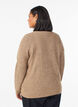  Dzianinowa bluzka z dekoltem w szpic i raglanowymi rekawami, Brązowy, Model image number 2