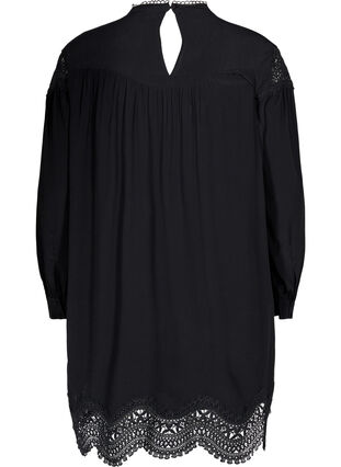 Sukienka z wiskozy z haftowanymi detalami, Black, Packshot image number 1