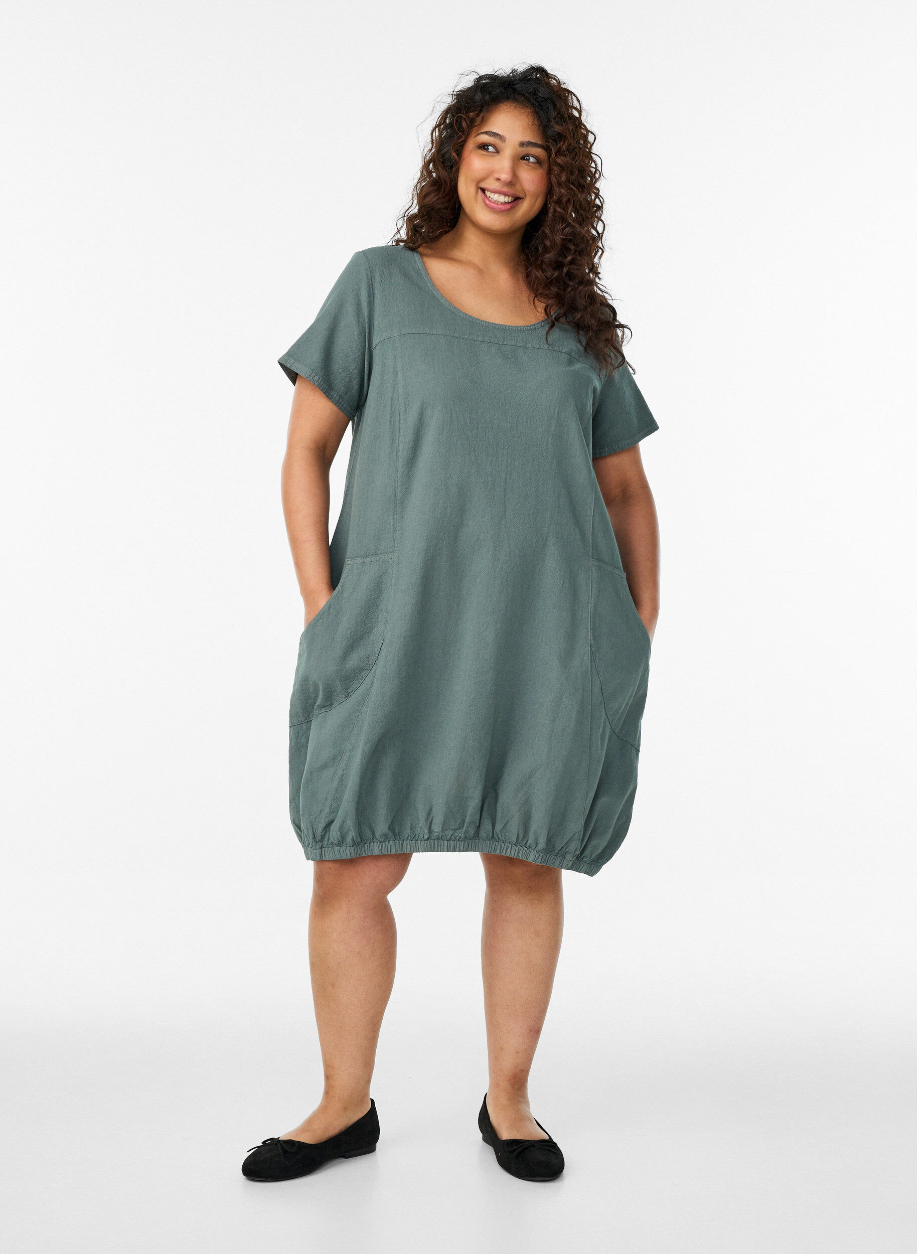 ZizziBawelniana sukienka z kr&oacute;tkim rekawem, Zielony, Model image number 1