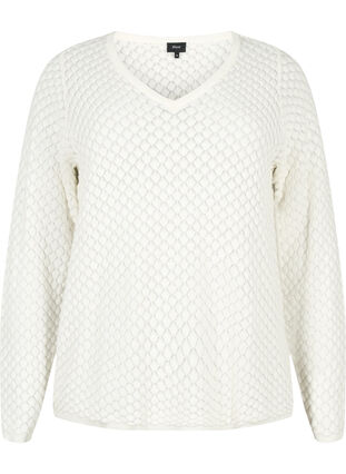 Wzorzysty sweter z bawelny organicznej, Cloud Dancer, Packshot image number 0