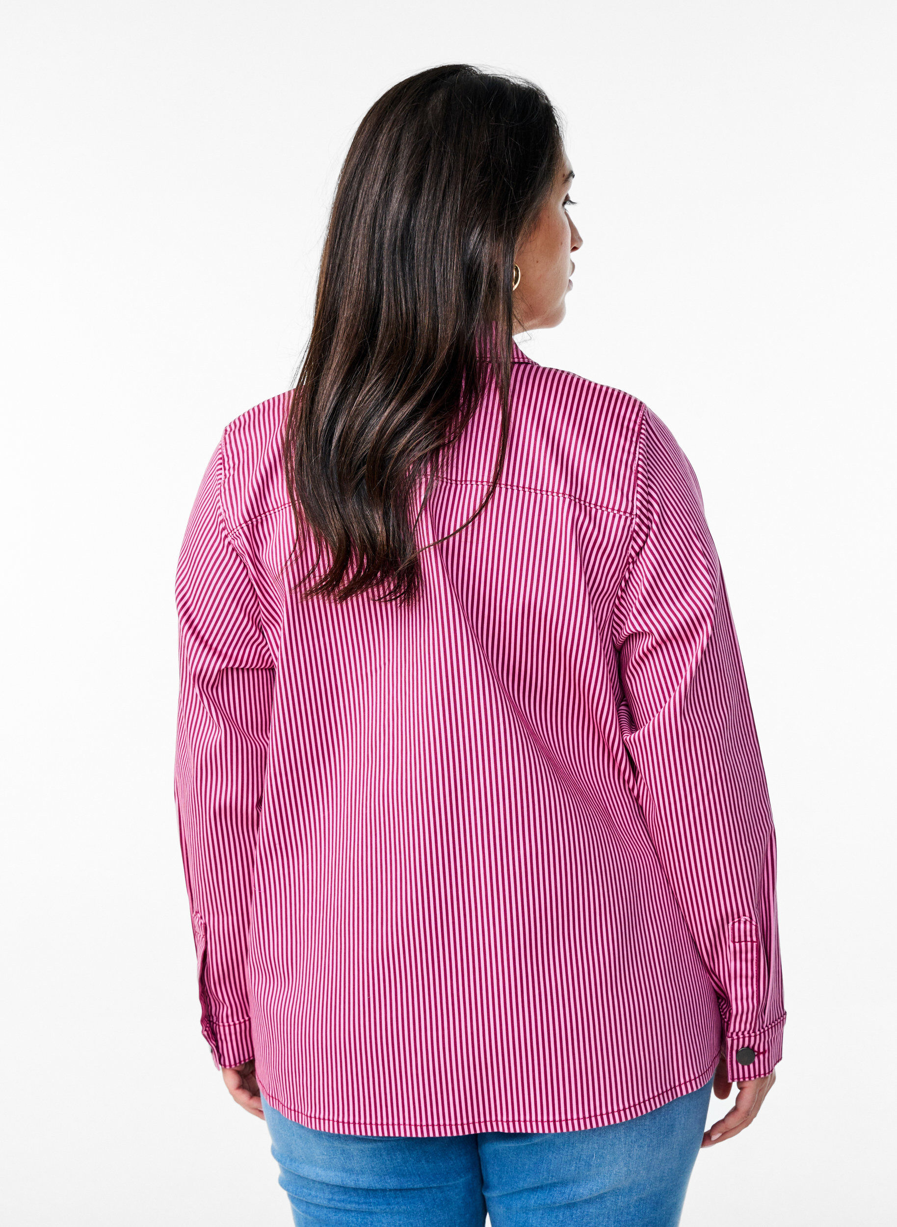 Zizzi Koszula w paski z kieszeniami, Czerwony, Model image number 2