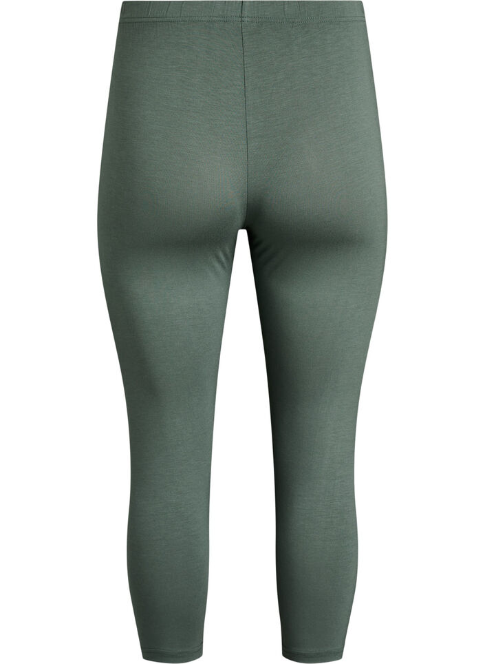 Legginsy 3/4 typu basic z wiskozy, Zielony, Packshot image number 1