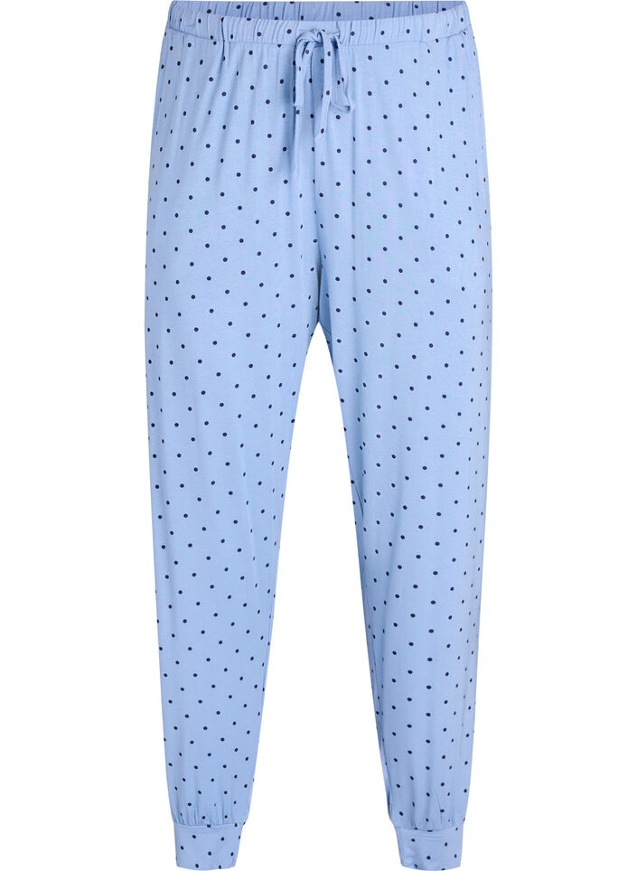 Spodnie nocne z modalu z wysokim stanem, Niebieskie, Packshot image number 0