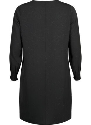 FLASH - Sukienka z dlugim rekawem i brokatem, Black w. Silver , Packshot image number 1