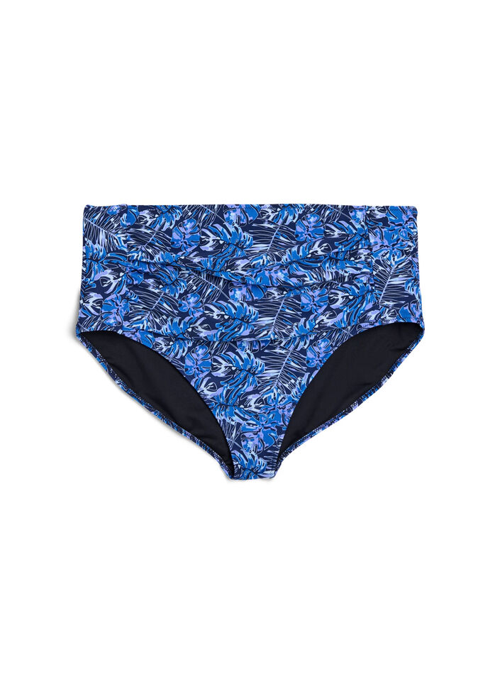 Wzorzyste doly bikini z wysokim stanem, Niebieskie, Packshot image number 0