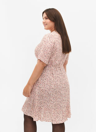 Kopertowa sukienka w kropki z wiskozy, Rose Dot AOP, Model image number 1