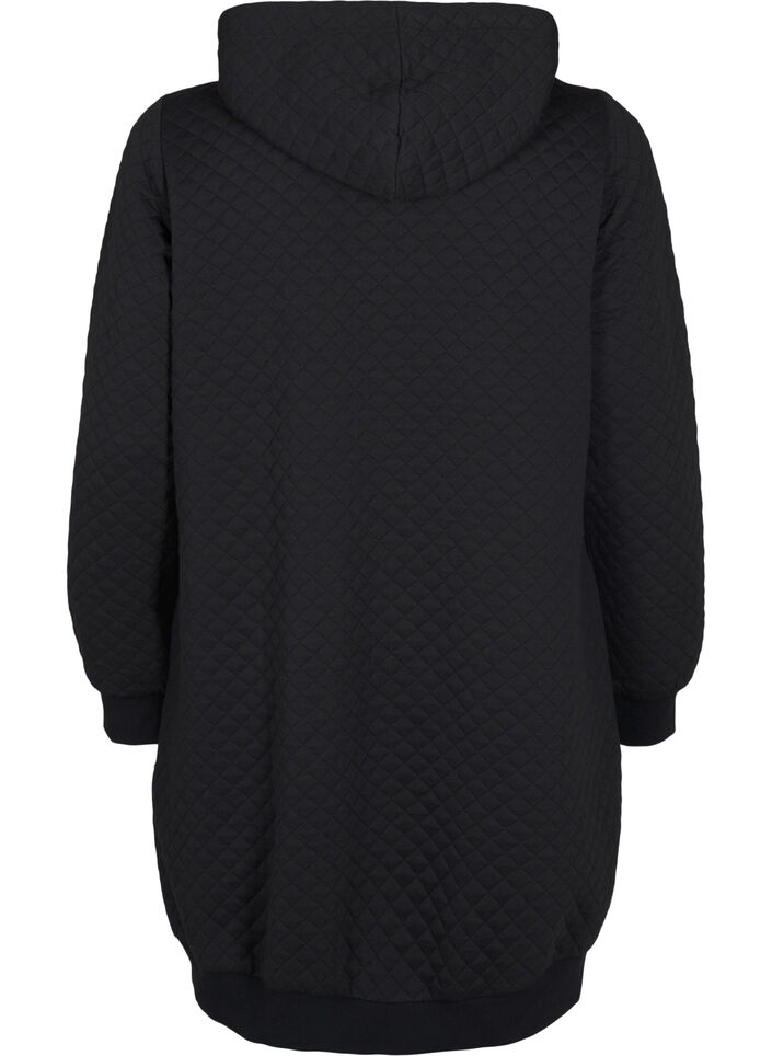 Dlugi, pikowany kardigan sportowy z suwakiem, Czarne, Packshot image number 1