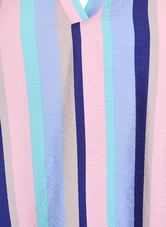 Wiskozowa bluzka w paski z kr&oacute;tkim rekawem, Niebieskie, Packshot image number 2