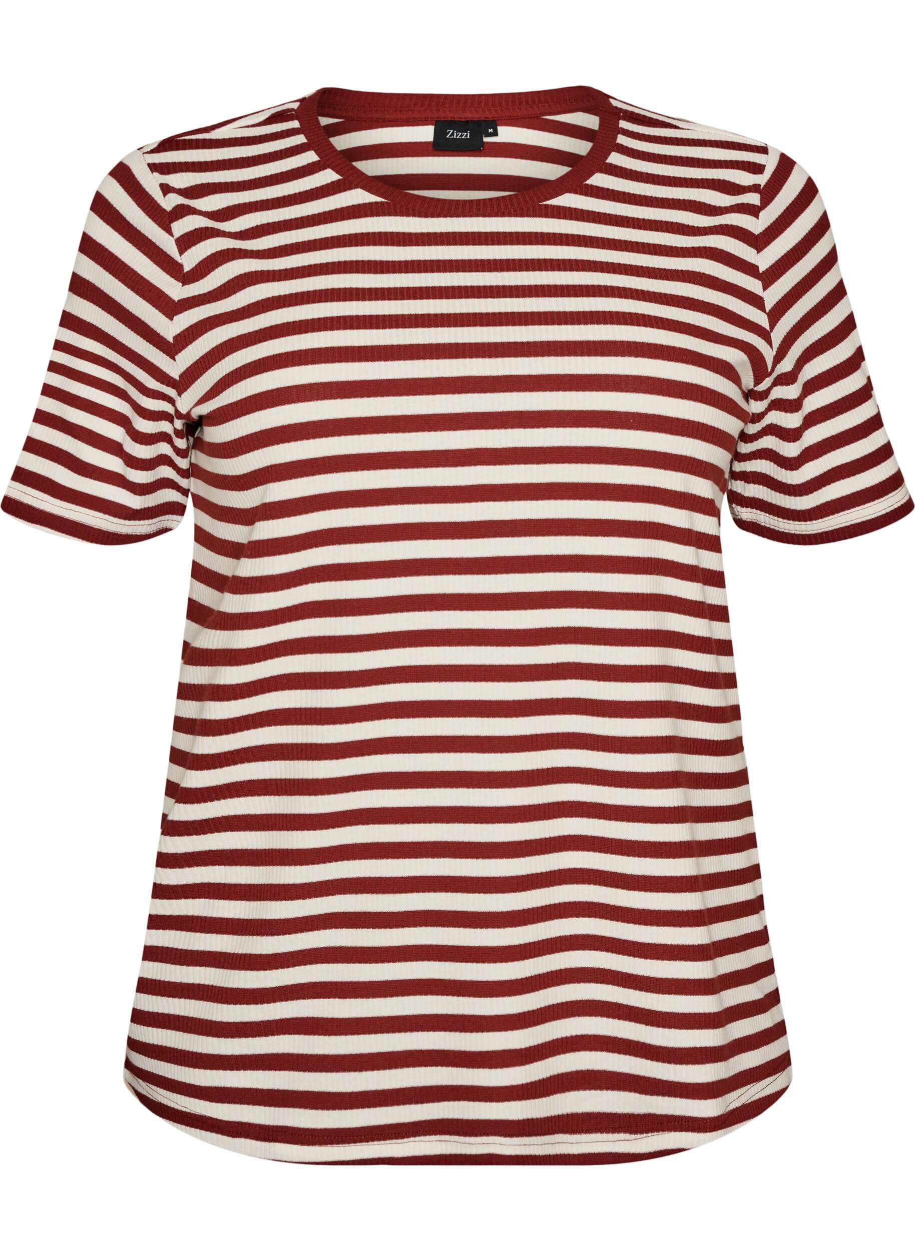 ZizziT-shirt w paski o prazkowanej fakturze, Czerwony, Packshot image number 0