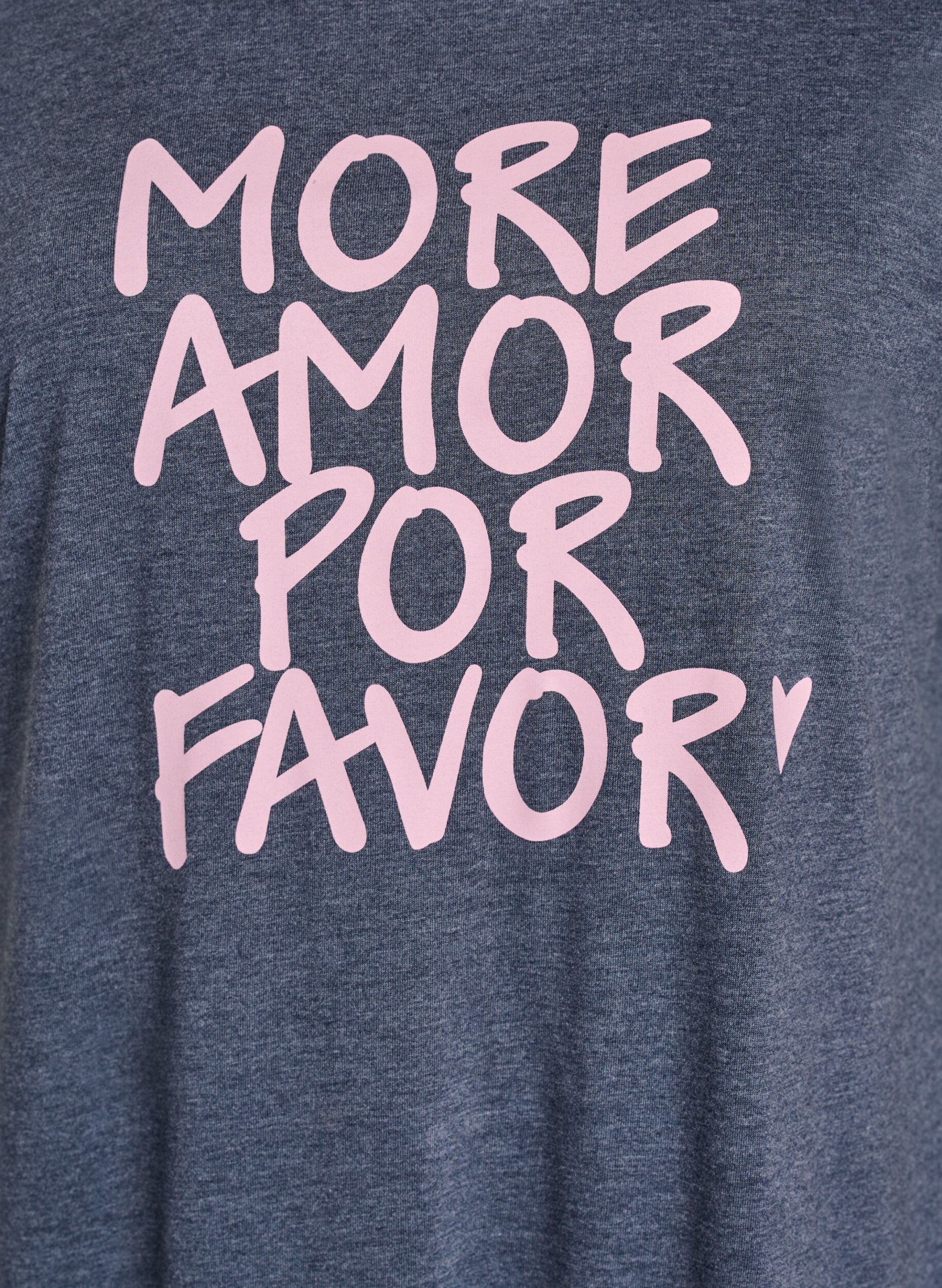 Zizzi Koszula nocna z kr&oacute;tkim rekawem i nadrukiem tekstowym, Szary, Packshot image number 2