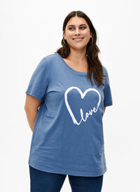 Bawelniana koszulka z okraglym dekoltem i nadrukiem, Moonlight W.Heart L., Model