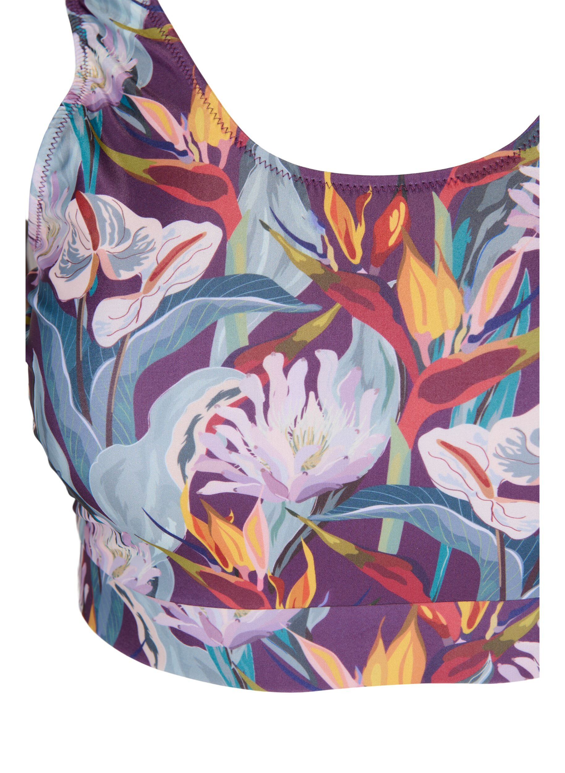 Zizzi G&oacute;ra od bikini z okraglym dekoltem, Deep Tropical Print, Packshot image number 2