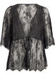 Bluzka koronkowa z kokardka i rekawami 3/4, Czarne, Packshot image number 0