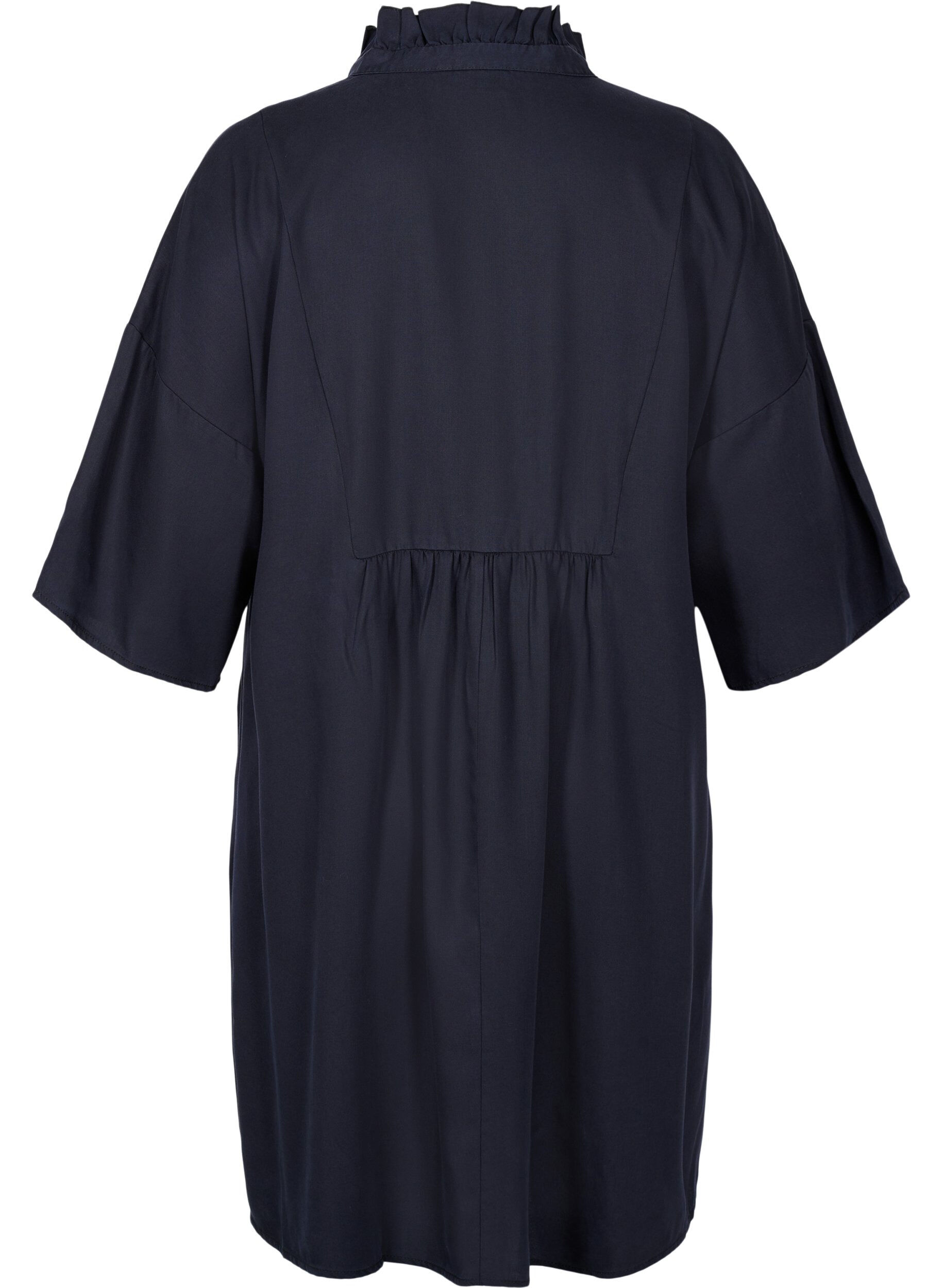 Zizzi Dress with 3/4 sleeves in lyocell (TENCEL&trade;), Black, Packshot image number 1