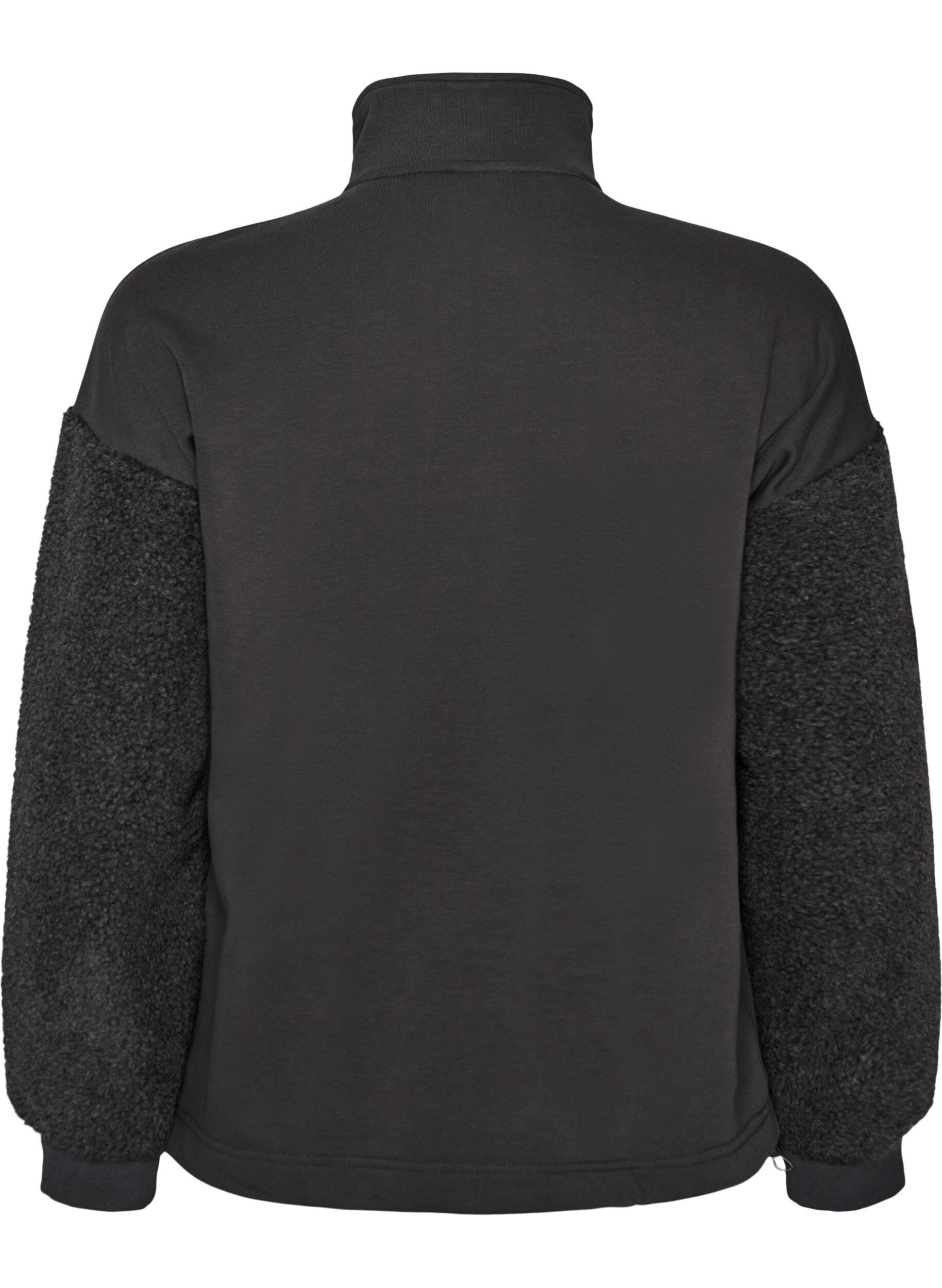 ZizziBluza z podszewka z pluszu i wysokim kolnierzem, Ciemnoszary, Packshot image number 1