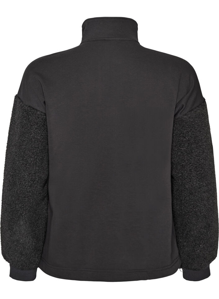 Bluza z podszewka z pluszu i wysokim kolnierzem, Ciemnoszary, Packshot image number 1