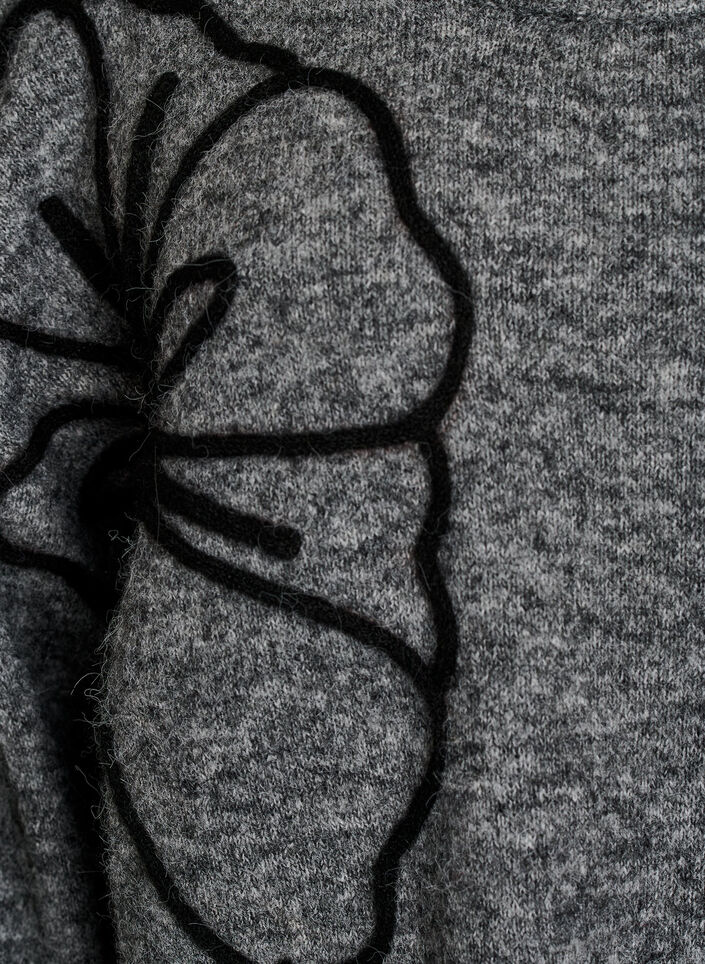 Sweter z aplikacja kwiatowa, Szary, Packshot image number 2