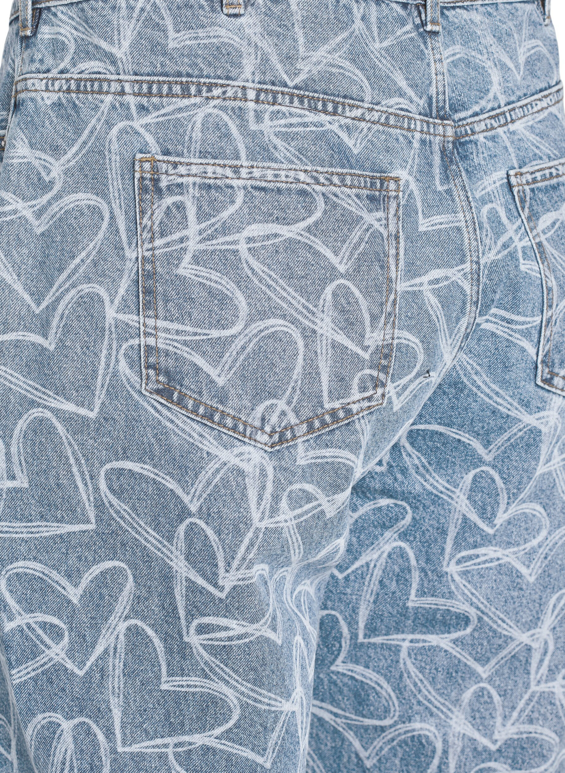Zizzi  Jeansy Mille typu mom fit z haftem, Niebieskie, Packshot image number 3