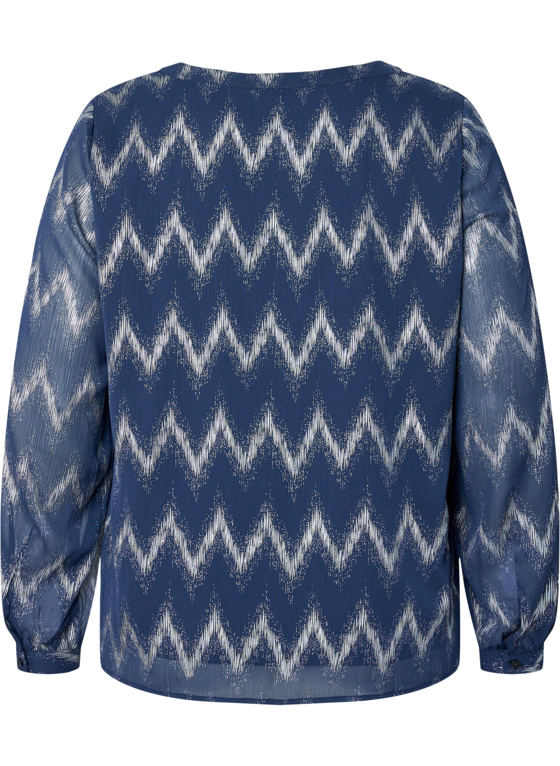 Zizzi Bluzka z nadrukiem i dekoltem w szpic, Niebieskie, Packshot image number 1