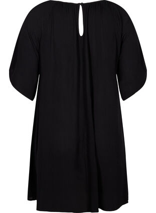 Wiskozowa sukienka z krótkim rekawem, Black, Packshot image number 1