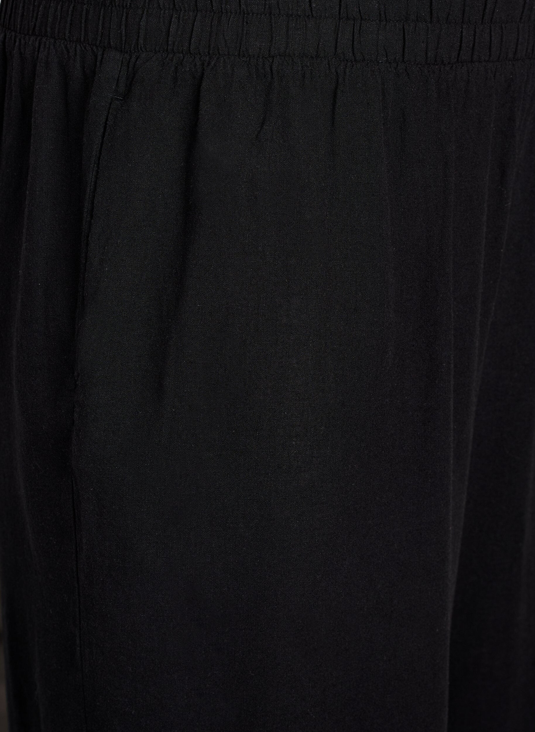 Zizzi Luzne spodnie z lnu i wiskozy, Czarne, Packshot image number 2