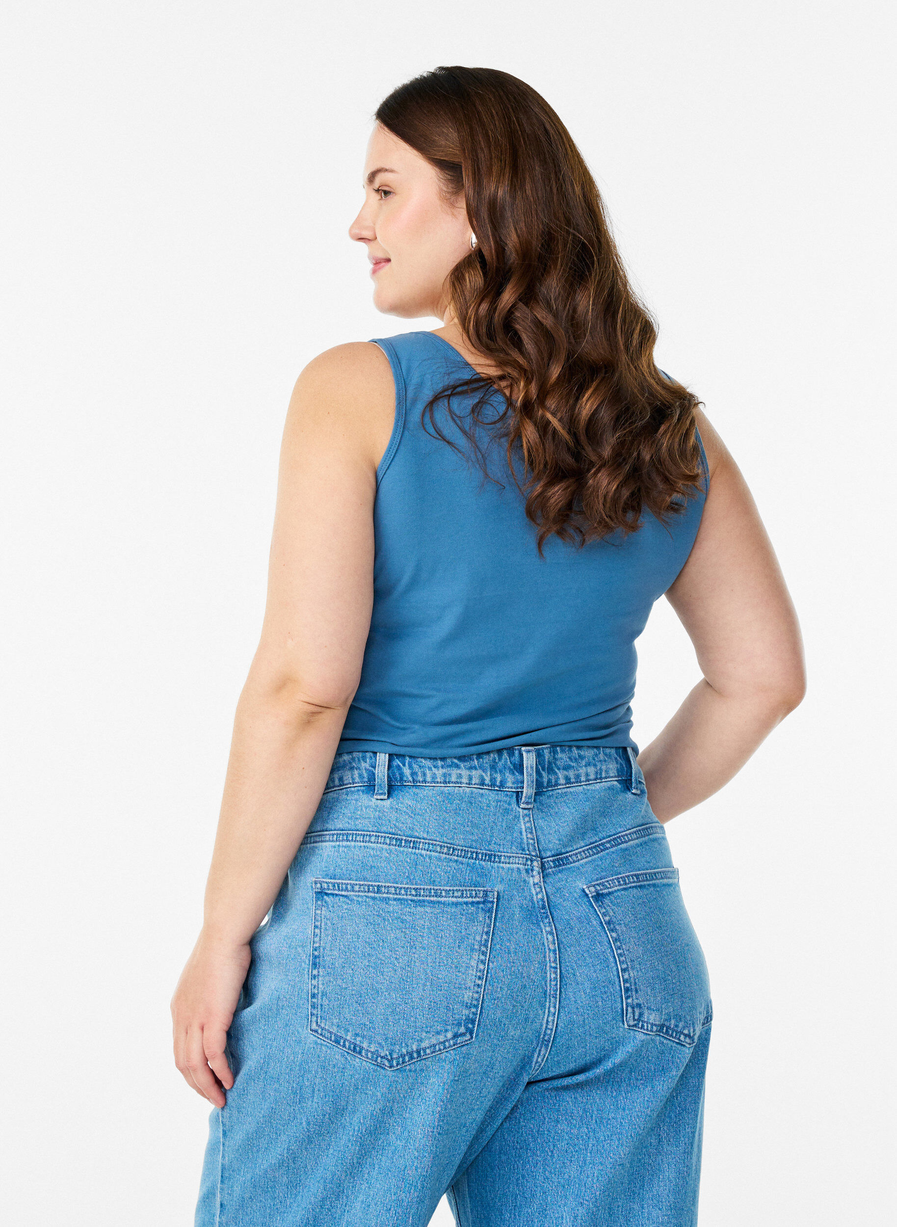 ZizziPodstawowy top bawelniany w jednolitym kolorze, Szary, Model image number 2