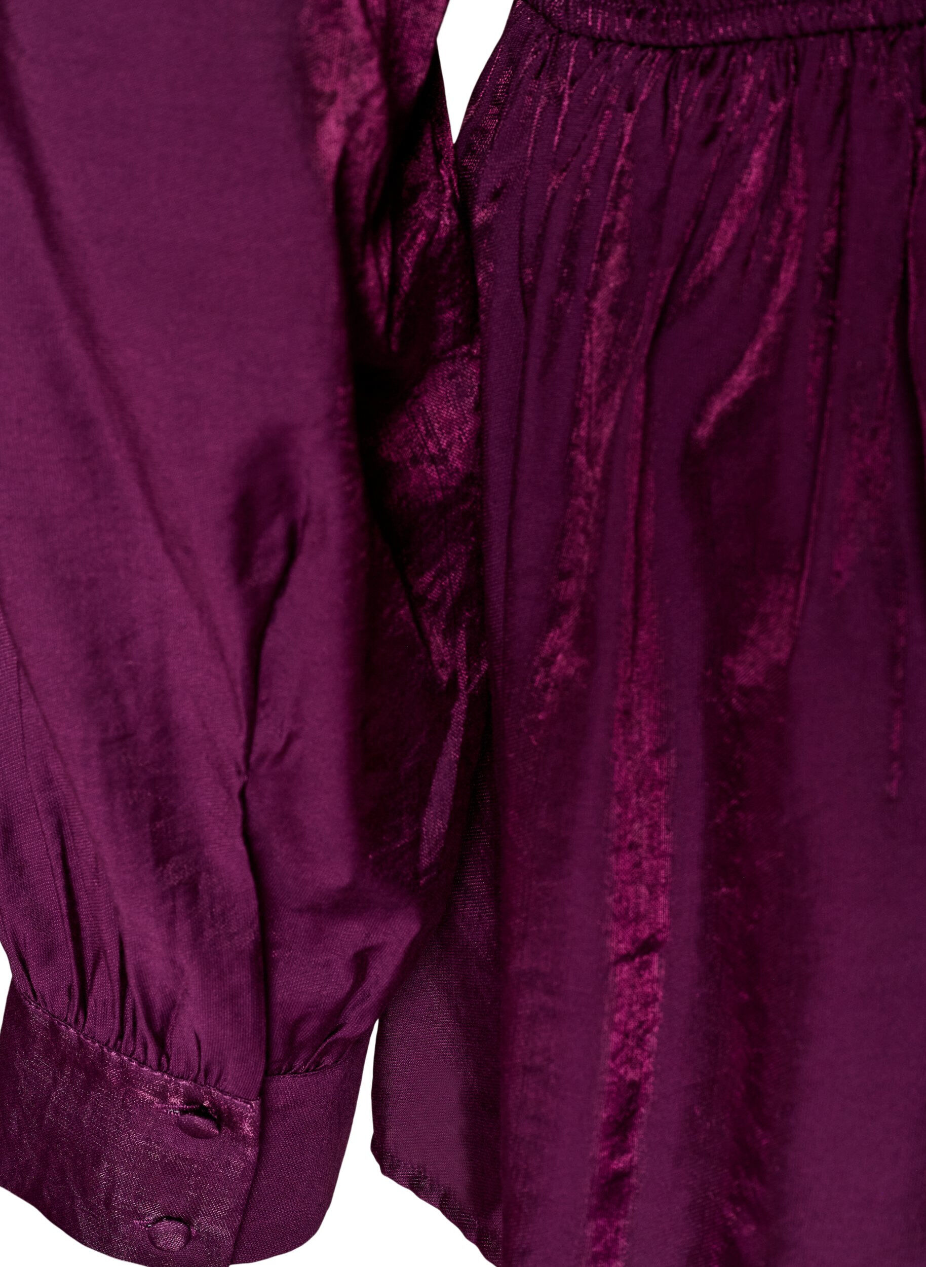 ZizziBlyszczaca bluzka z wiskozy z efektem peplum, Fioletowy, Packshot image number 3