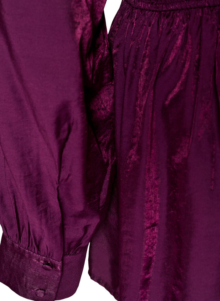 Blyszczaca bluzka z wiskozy z efektem peplum, Fioletowy, Packshot image number 3