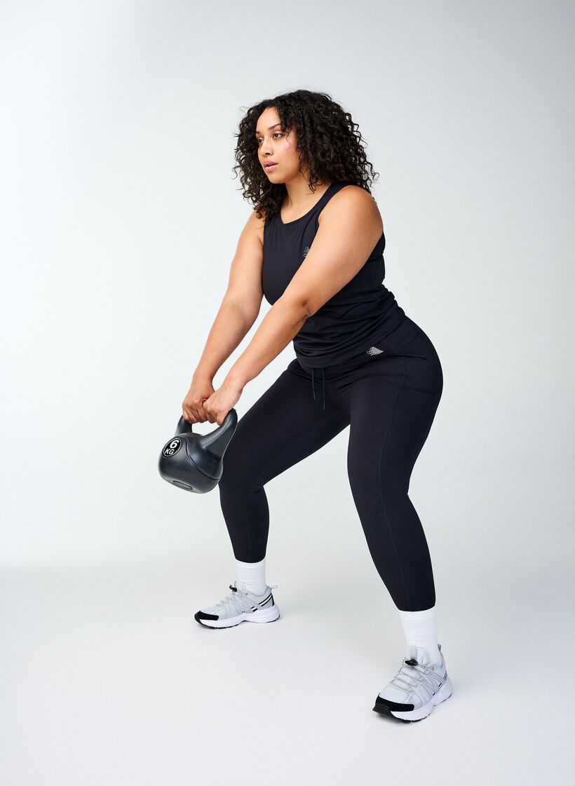  Rajstopy treningowe 7/8 z kieszeniami, Czarne, Image